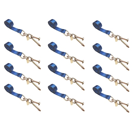 Tie 4 Safe 2" x 10' Tie Down Strap w/ TJ Cluster Hook for Wrecker Tow Truck Auto Hauling, 12PK TWS65-5210-TJ-BU-12